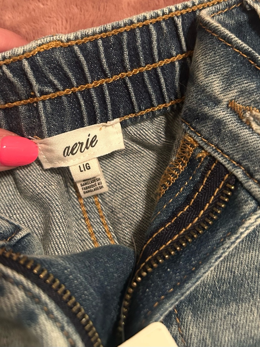 aerie Light Wash Distressed Denim Shorts - Picture 4 of 4